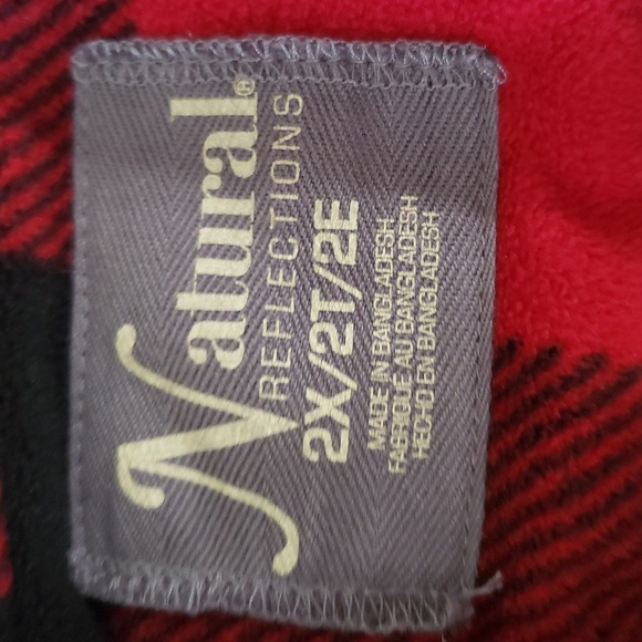 Natural Reflections Long Sleeve Fleece Button Up Shirt Women 2X Red Black Plaid - Picture 6 of 8